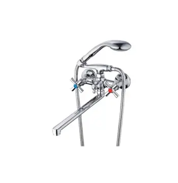 Смеситель для ванны MIXXUS D4Q7-722 хромированный двухвентильный с длинным плоским изливом (MI6441)