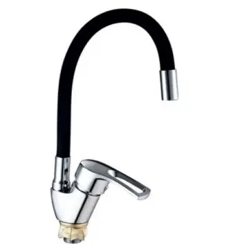 Смеситель для кухни Mixxus YUB4-181 Reflector Black черный / хром с гибким силиконовым изливом (MI6481)