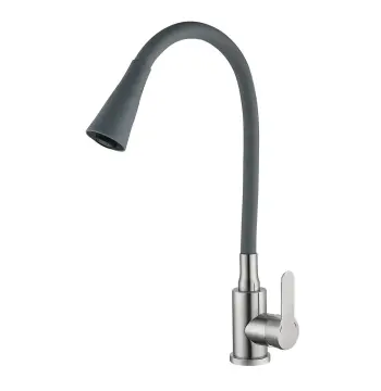 Змішувач для кухні MIXXUS DAX-011 REFL.Gray з нержавіючої сталі сірий з гнучким 2-режимним силіконовим виливом (MI6560)