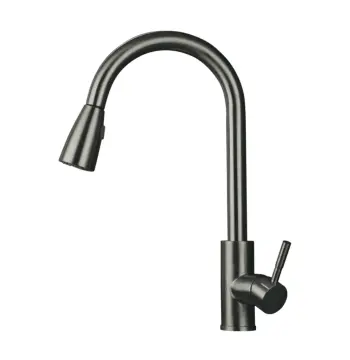 Смеситель для кухни MIXXUS SUS-014-B из нержавеющей стали, графит, с выдвижной лейкой (MI6564)