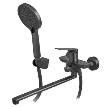 Смеситель для ванны Mixxus Premium DERBY 006 латунный черный матовый с длинным поворотным изливом (MI6602)