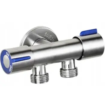Кран для подключения сантехприборов MIXXUS VAL-11-1/2x1/2x1/2 из нерж. стали SUS304 (Цвет синий) (MI6811)