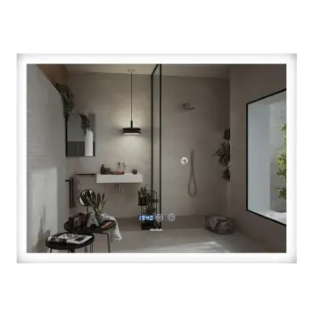 Дзеркало MIXXUS FLAT MR04-100x80 з LED Touch, Anti-fog, димером, рег. яскравості, годинником (MI6927)