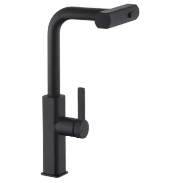 Смеситель для кухни Mixxus Premium HAMMER 014 латунный черный матовый с выдвижным изливом (MI6954)