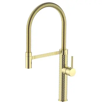 Высокий смеситель для кухни Mixxus Premium Spark 017 GOLD латунный с гибким изливом (MI6972)