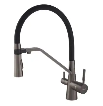 Змішувач для кухні Mixxus Premium Magnet 021 латунний графіт з гнучким виливом та підключенням до фільтра MI6975 (MI6975)