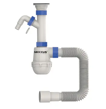 Сифон для кухні MIXXUS SK-01-B 1 1/2"x40 з литим випуском та відводом для пральної машини (MI8191)