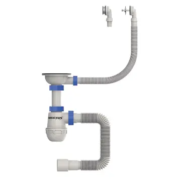 Сифон для кухні MIXXUS SK-07-A 3 1/2"x40 з нержавіючою сіткою, гнучким круглим переливом (MI8198)