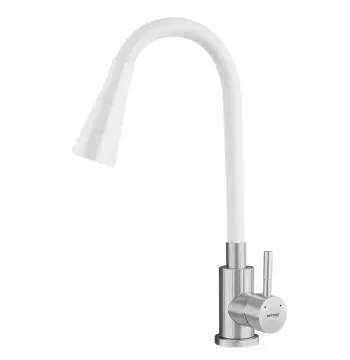 Смеситель для кухни MIXXUS SUS-011-T REFL.WHITE нержавеющая сталь SUS304 / белый с гибким силиконовым изливом (MI8228)