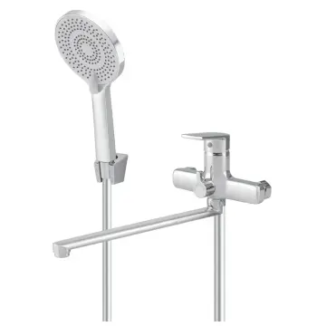 Однорычажный смеситель для ванны Mixxus Premium Matis 006 латунный хромированный с длинным поворотным изливом (MI8262)
