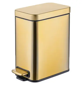 Відро для сміття з плавним закриттям прямокутне MIXXUS PREMIUM QUADRO-TC0105 BRUSHED GOLD 5 л (колір матове золото) (MI8394)