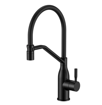 Смеситель для кухни MIXXUS PREMIUM GRAVITY 017 NUT BLACK REFL.BLACK (Цвет черный+силик. излив черный) (MI8408)