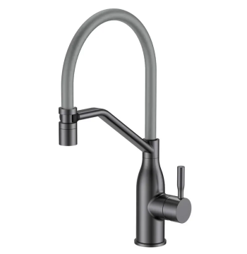 Смеситель для кухни MIXXUS PREMIUM GRAVITY 017 NUT GRAPHITE REFL.GRAY (Цвет графит+силик. излив cерый) (MI8409)