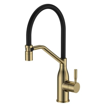 Смеситель для кухни MIXXUS PREMIUM GRAVITY 017 NUT BRUSHED GOLD REFL.BLACK (Цвет матовое золото+силик. излив черный) (MI8410)