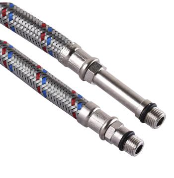 Шланг для смесителя Solomon (нерж.) М10х1/2″ 0,8м (HY6201 A+B) ПАРА в блистере