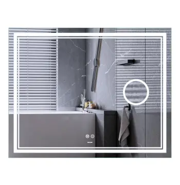 Дзеркало MIXXUS PREMIUM QUADRO MR20-100x80 з LED Touch, Anti-fog, димером, рег. яскравості, лінзою (MP6623)
