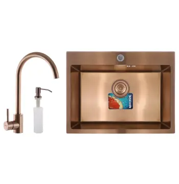 Комплект: мийка, змішувач, диспенсер MIXXUS SET-6045-200x1.0-PVD-BRONZE (Колір бронза) (MX0588)