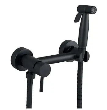 Настенный смеситель с гигиеническим душем Mixxus SUS-222 BLACK из нержавеющей стали (MX0680)