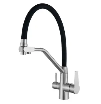 Смеситель для кухни Mixxus FUL-021 REFL.BLACK, нержавеющая сталь SUS304 / черный, с гибким изливом и подключением фильтра (MX0787)