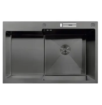 Мойка из нерж. стали MIXXUS MH7849R-HK GRAPHITE(3.0/0.9) "глубокое крыло" с подставкой под ножи (Цвет графит) (MX1938)