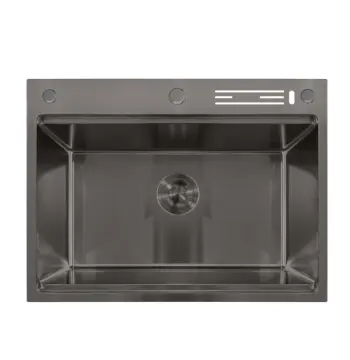 Мийка з нерж. сталі MIXXUS MH7050-SK NANO-BLACK (3.0/0.8) зі сходинкою для сушарки, з підставкою під ножі (Колір графіт) (MX1944)