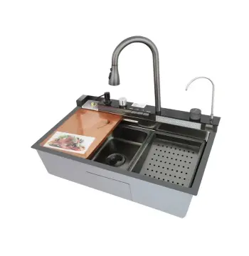 Мойка многофункциональная со встроенным смесителем MIXXUS MH7546-SET-06 DECOR NANO-BLACK из нерж. стали (Цвет графит) (MX9576)