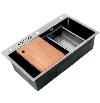 Мойка из нерж. стали MIXXUS PREMIUM MH7545-SET-05 NANO-BLACK (3.0/0.8) комплект (Цвет графит) (MX9632)