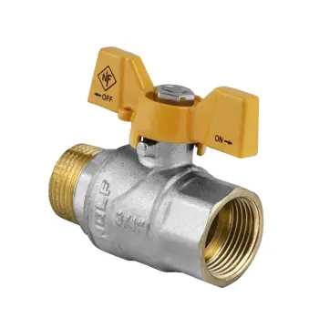 Кран кульовий Nolf NF.722 - 3/4" FM ГШМ YELLOW, ручка "метелик" жовта (NF2952)