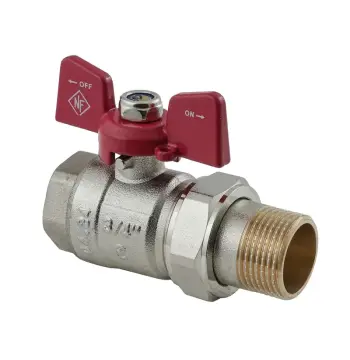 Кран з американкою Nolf classic NFC.921-08-3/4" FM ГШМ, ручка "метелик" червона (NF3151)