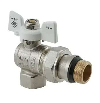 Кран кульовий з американкою Nolf classic NFC.983-06-1/2" FM ГШМ WHITE кутовий "антипротікання" (NF3162)