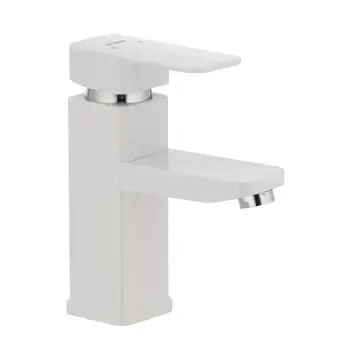 Смеситель для умывальника Plamix Kub-001 из ABS-пластика белый глянцевый без гибкой подводки (PM0008)