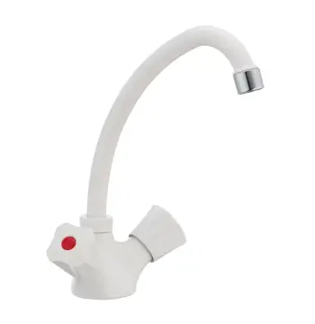 Смеситель для кухни Plamix Omega-271 из ABS-пластика белый двухвентильный (PM0020)
