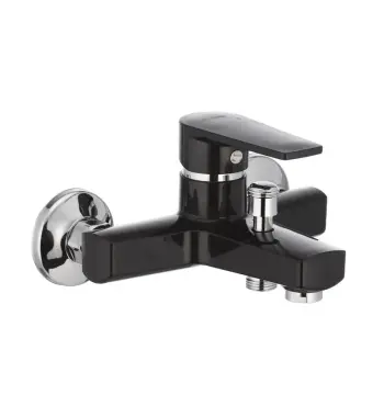 Смеситель для ванны Plamix Oscar-009 черный глянцевый из ABS-пластика, однорычажный, без шланга и лейки (PM0027)