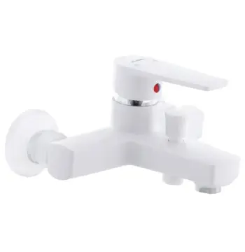 Смеситель для ванны PLAMIX Leo-009 пластиковый белый однорычажный с коротким изливом, без шланга и лейки (PM0555)