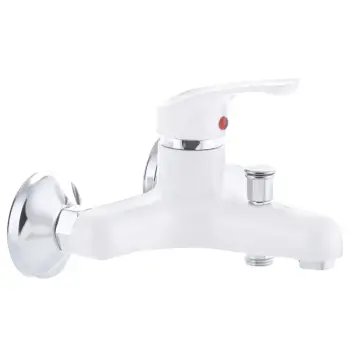 Однорычажный смеситель для ванны Plamix Afina-009 из ABS-пластика белый, без шланга и лейки (PM0565)