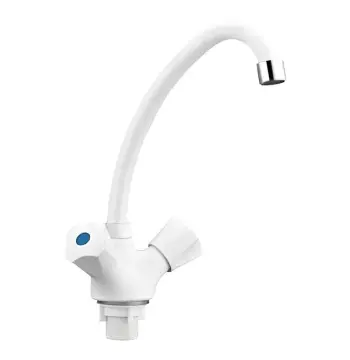 Смеситель для кухни двухвентильный PLAMIX Omega-271 белый ABS-пластик с высоким поворотным изливом (PM0610)