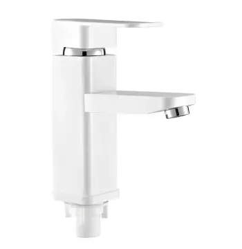 Смеситель для умывальника Plamix Kub-001 White из ABS-пластика с гибкой подводкой (PM0611)