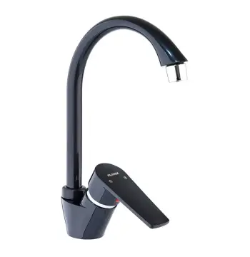 Смеситель для кухни Plamix Oscar-011 из ABS-пластика черный с высоким поворотным изливом (PM0616)