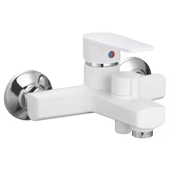 Смеситель для ванны Plamix Oscar-009 белый из ABS-пластика с коротким литым изливом (PM0634)