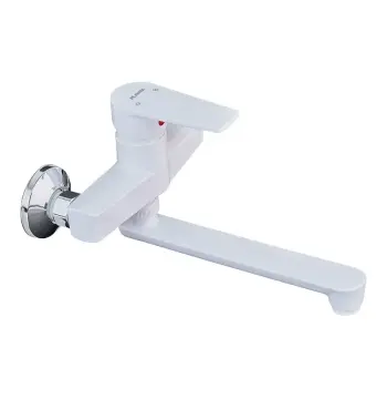 Смеситель для кухни настенный Plamix Oscar-005 из ABS-пластика белый с поворотным изливом 200 мм (PM0644)