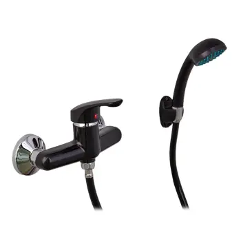 Смеситель для душа Plamix Afina-003 SET пластиковый черный глянцевый с душевым набором (PM0646)