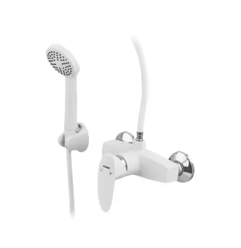 Смеситель для душа Plamix Cezar-003 из ABS-пластика белый с душевым набором (PM0665)