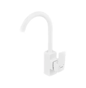 Смеситель для кухни Plamix Kubus-011 SET белый из ABS-пластика с гибкой подводкой PM0674 (PM0674)