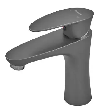 Смеситель для умывальника PLAMIX CEZAR-001 SET пластиковый графитовый с гибкой подводкой (PM0688)
