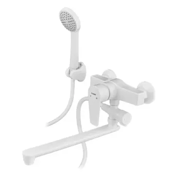 Смеситель для ванны PLAMIX OSCAR-006 белый пластиковый с душевым комплектом (PM0703)