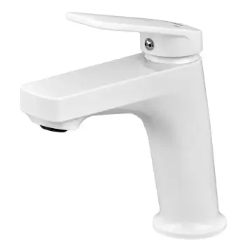 Смеситель для умывальника Plamix Lucas-001 SET из ABS-пластика белый глянцевый с гибкой подводкой (PM0706)