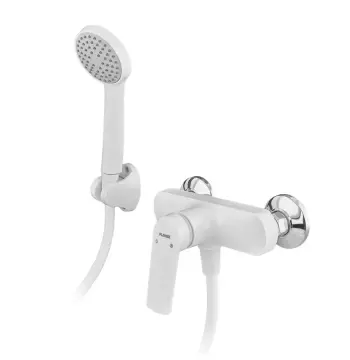Смеситель для душа Plamix Lucas-003 SET пластиковый белый с лейкой, шлангом и держателем (PM0711)