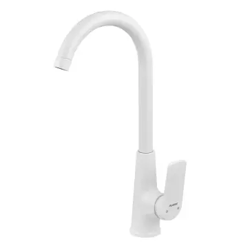 Смеситель для кухни Plamix Lucas-011 SET белый ABS-пластик с поворотным изливом (PM0714)