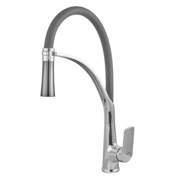 Смеситель для кухни Plamix Lucas-017 ABS-пластик хром/серый с гибким изливом (PM0715)