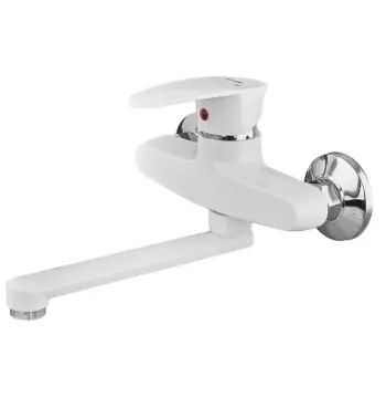 Настенный смеситель для кухни Plamix Cezar-005 из ABS-пластика, белый (PM0734)